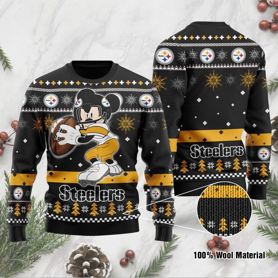 Pittsburgh Steelers Mickey Mouse Funny Ugly Christmas Sweater Ugly Sweater