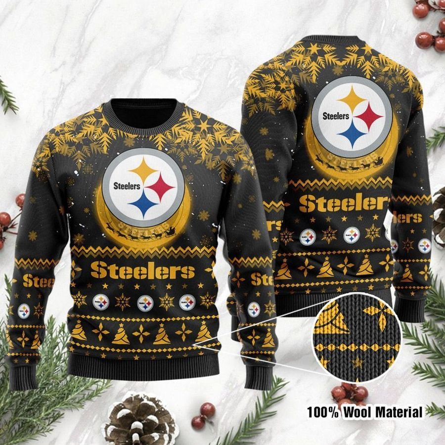 Pittsburgh Steelers Santa Claus In The Moon Ugly Christmas Sweater