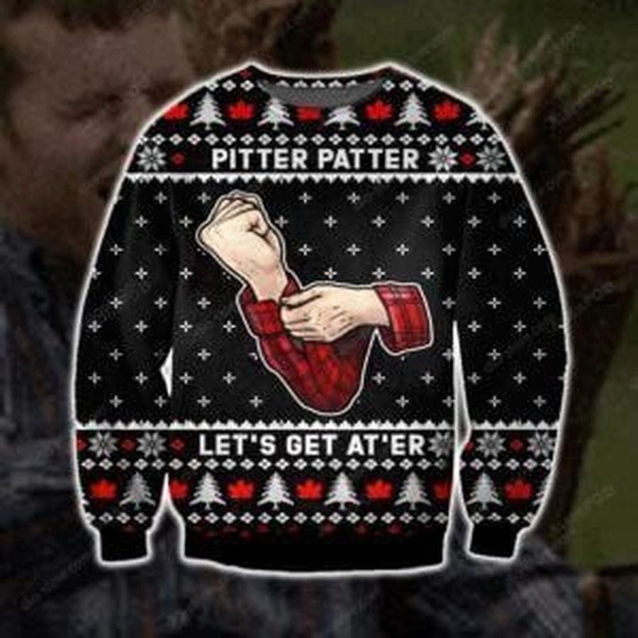 Pittter Patter Ugly Christmas Sweater All Over Print Sweatshirt Ugly