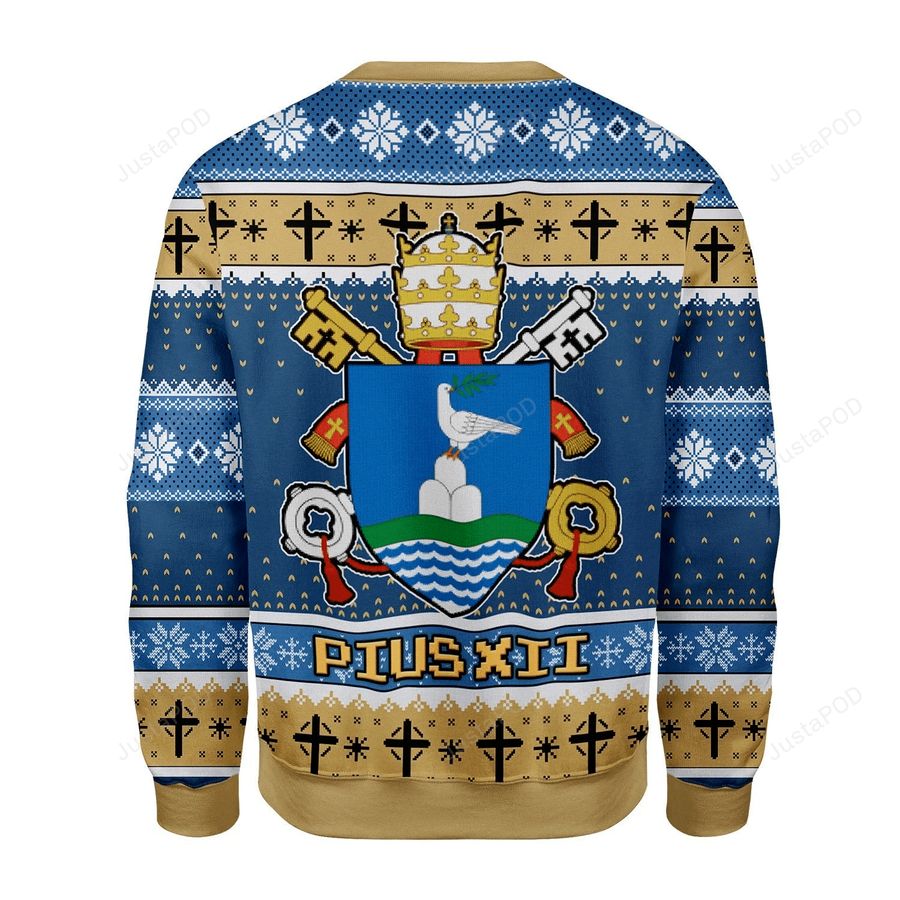 Pius XII Coat Of Arms Ugly Christmas Sweater All Over