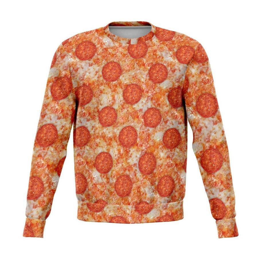 Pizza Pepperoni Ugly Christmas Sweater All Over Print Sweatshirt Ugly