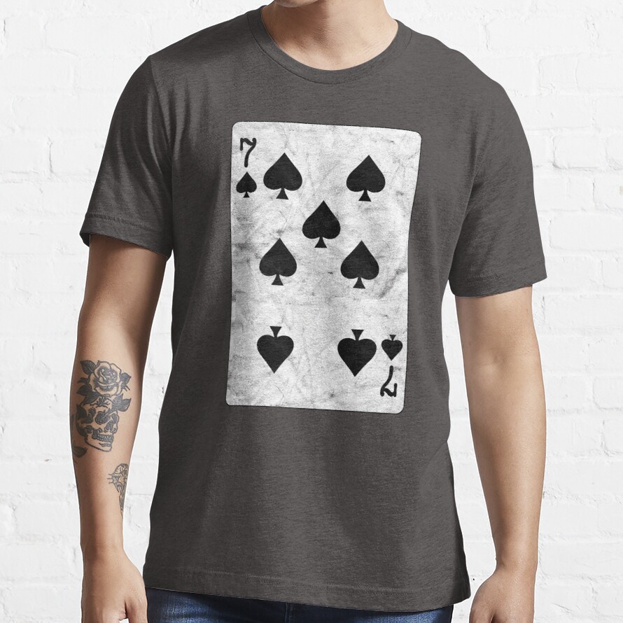 Playing Cards 7 of Spades (distressed design) Essential T-Shirt