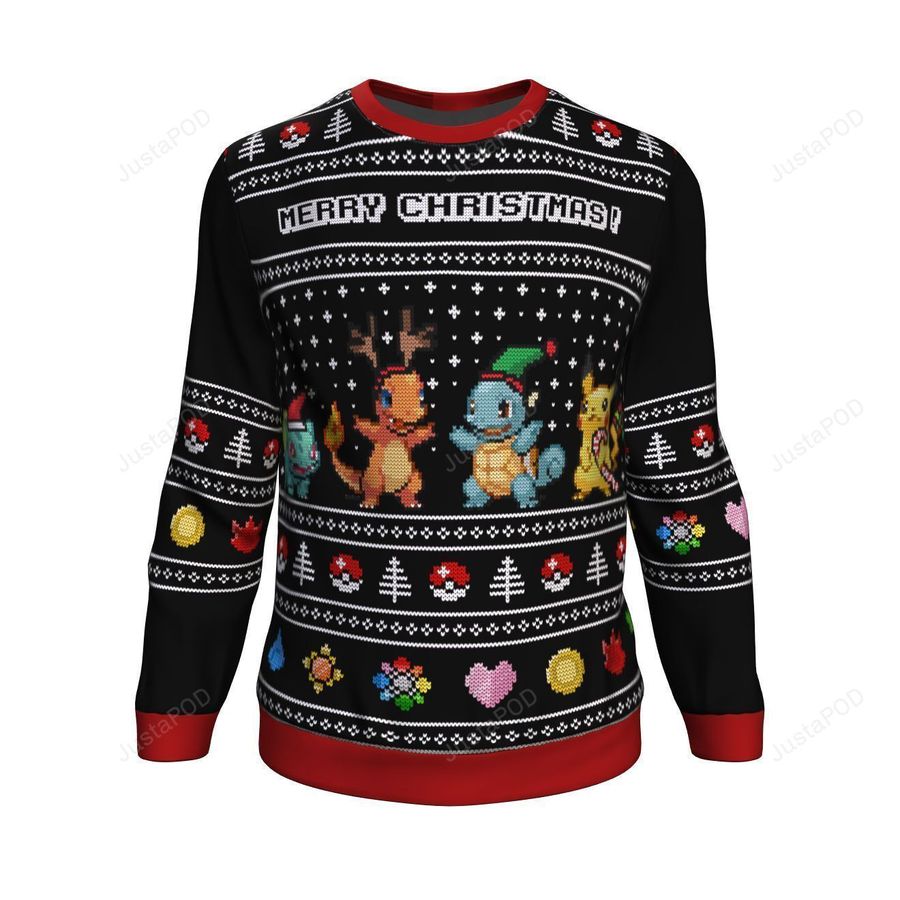 Pokemon Starters Ugly Christmas Sweater Ugly Sweater Christmas Sweaters Hoodie