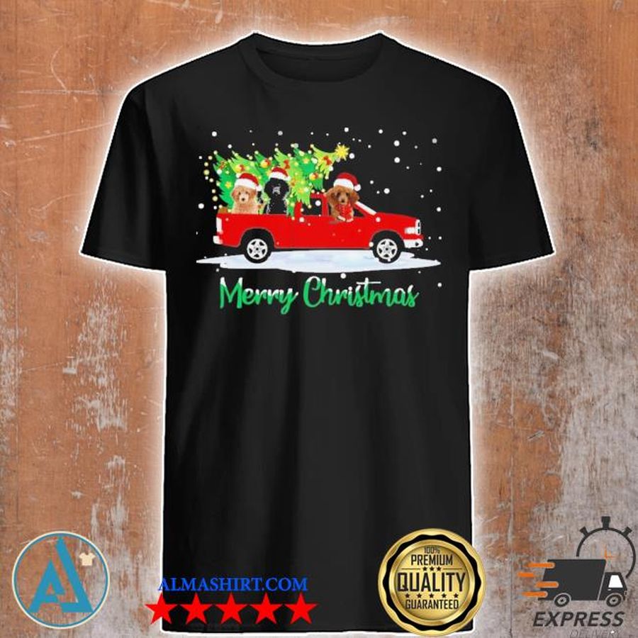 Poodle red car truck Christmas tree sweater