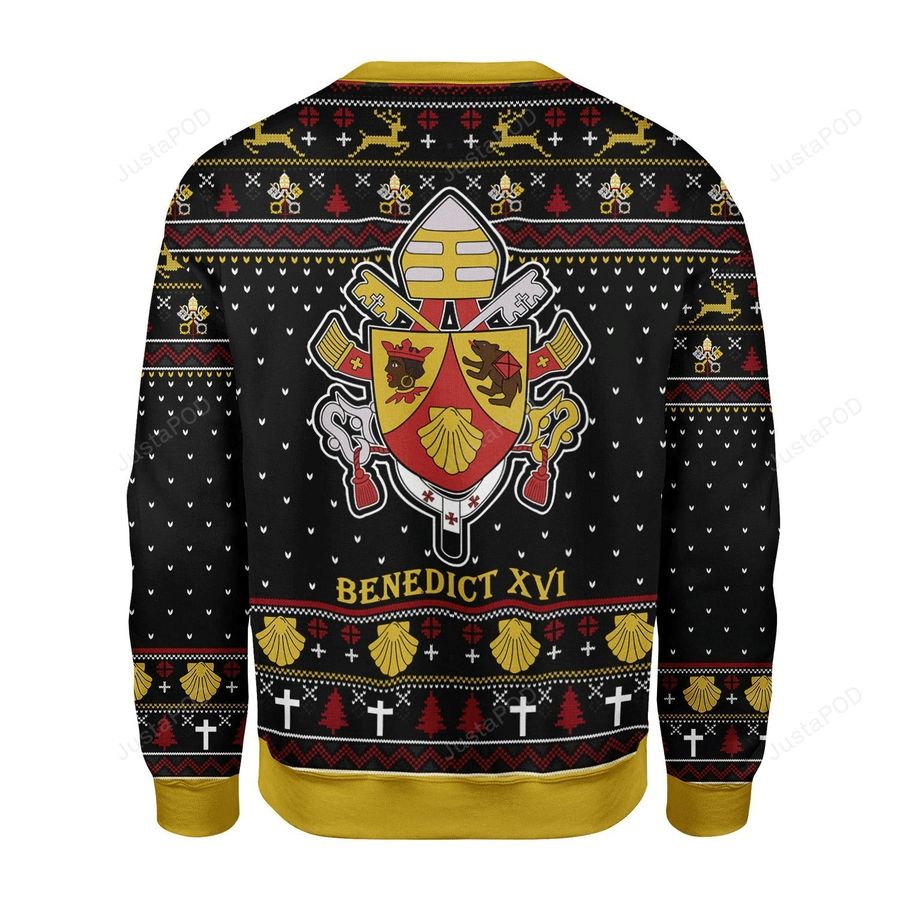 Pope Benedict XVI Coat Of Arms Ugly Christmas Sweater, All Over Print Sweatshirt, Ugly Sweater, Christmas Sweaters, Hoodie, Sweater