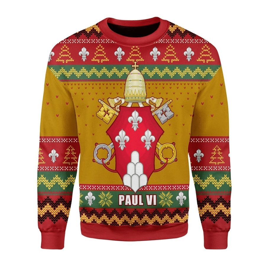 Pope Paul VI Ugly Christmas Sweater All Over Print Sweatshirt