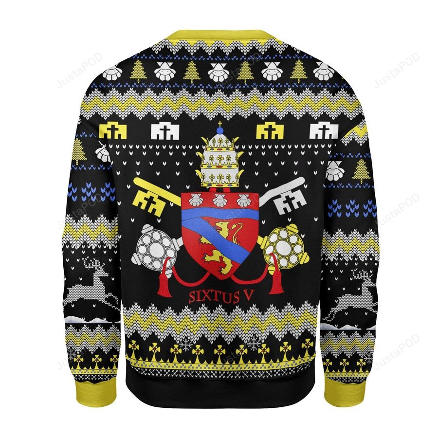 Pope Sixtus V Coat Of Arms Ugly Christmas Sweater, All Over Print Sweatshirt, Ugly Sweater, Christmas Sweaters, Hoodie, Sweater