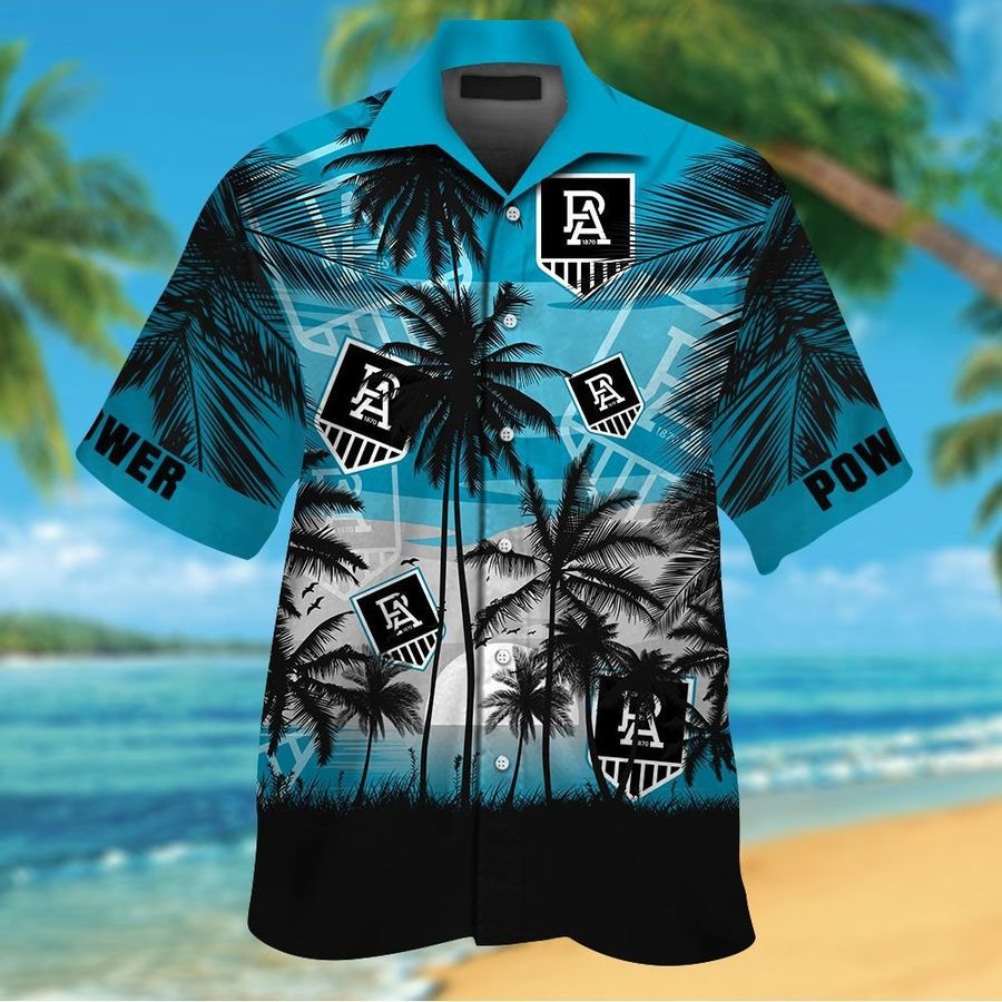 Port Adelaide Power Short Sleeve Button Up Tropical Aloha Hawaiian Shirts For Men Women Shirt Afl