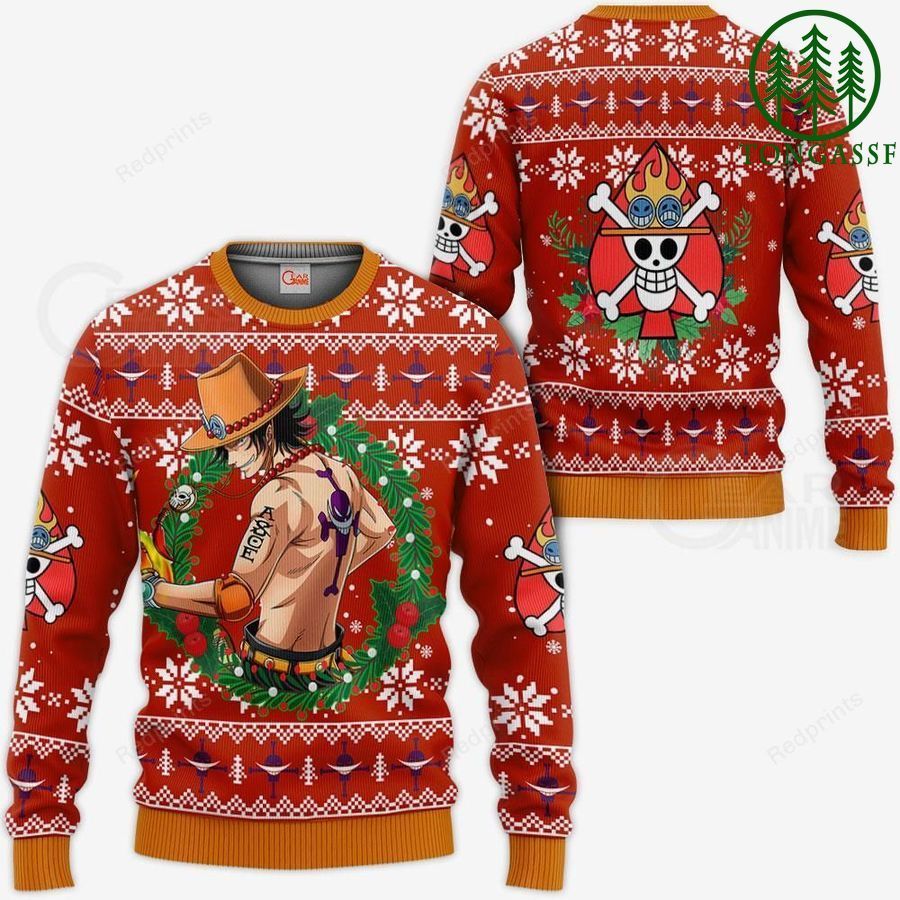 Portgas Ace Ugly Christmas Sweater and Hoodie One Piece Anime Xmas Gift