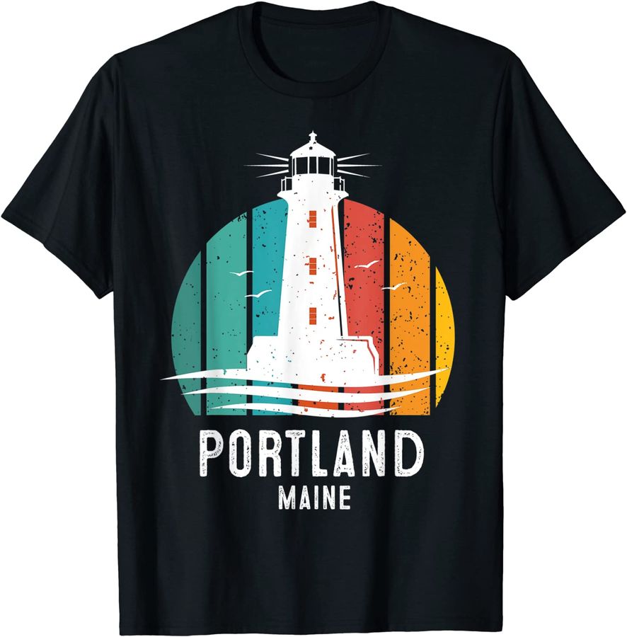 Portland Maine Retro Vintage Lighthouse Idea Design_3
