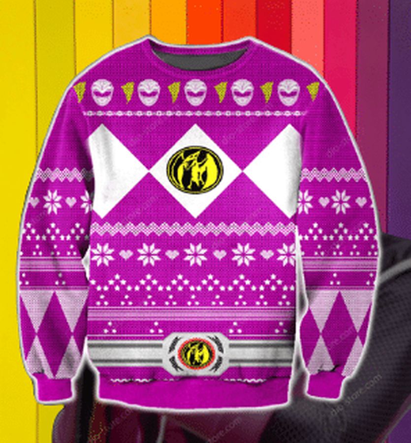 Power Rangers Pink Ugly Christmas Sweater, All Over Print Sweatshirt, Ugly Sweater, Christmas Sweaters, Hoodie, Sweater