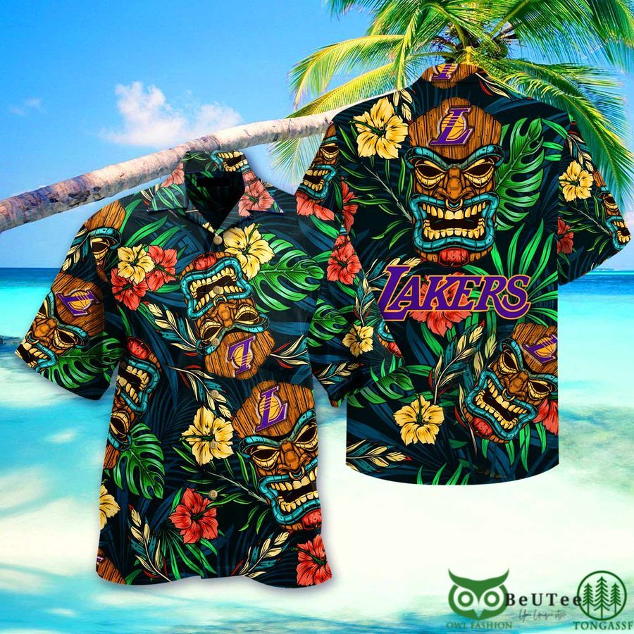 Premium Los Angeles Lakers NBA Mask Hawaiian Shirt 3D