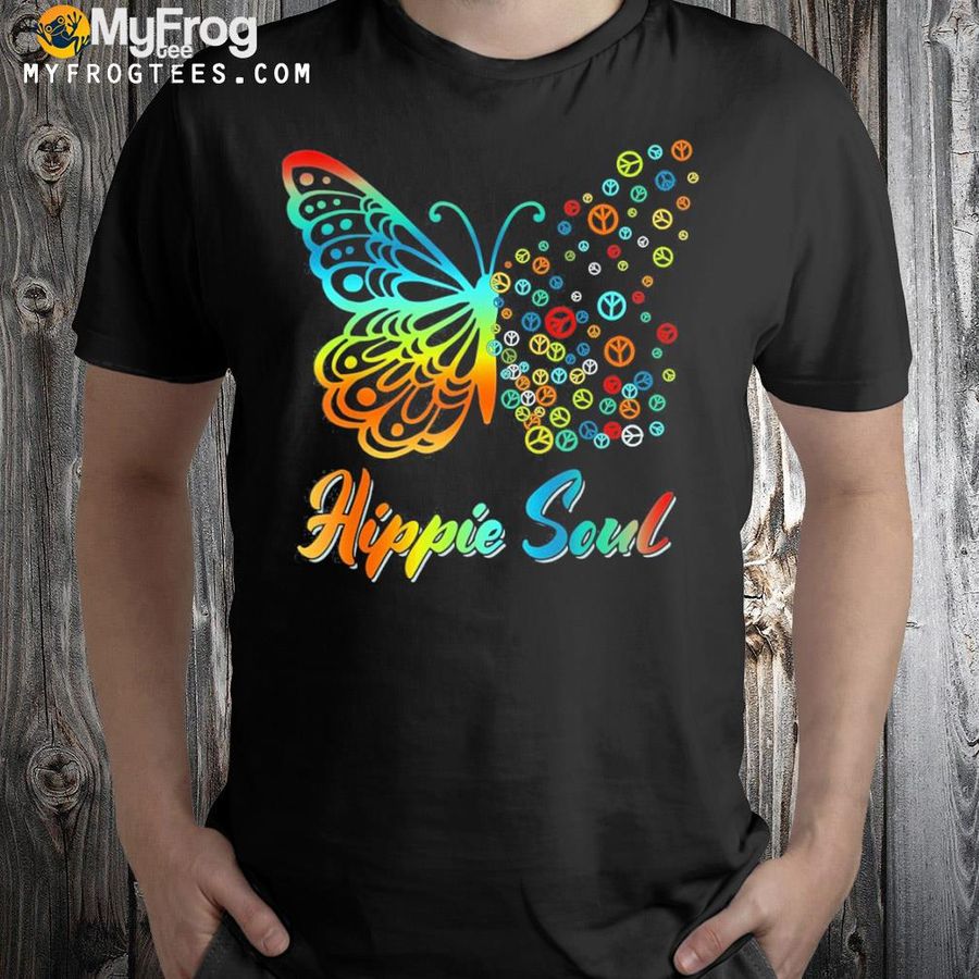 Pretty hippie soul butterfly with peace signs hippie shirt