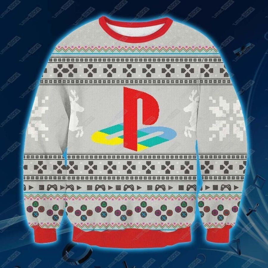 PS4 Play Station 4 3D Print Ugly Christmas Sweater Ugly