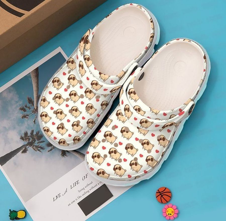 Pug Crocband Bulldog Heart Sku 1911 Crocs Crocband Clog Comfortable For Mens Womens Classic Clog Water Shoes