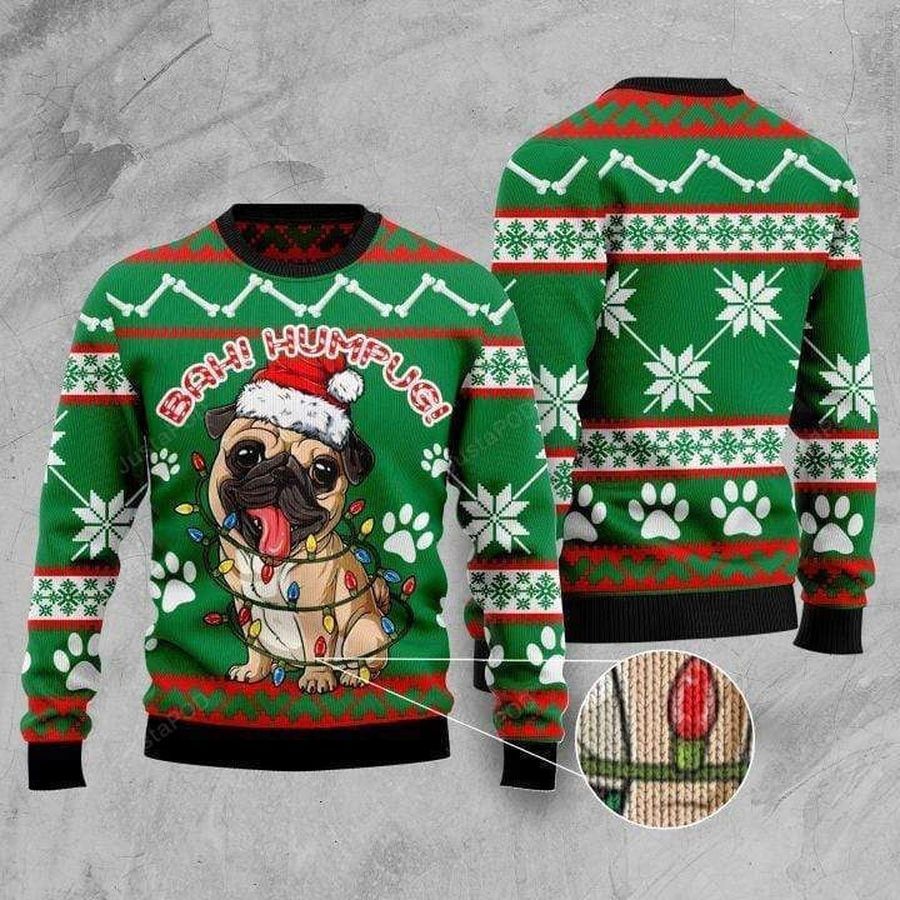 Pug Merry Christmas Ugly Christmas Sweater All Over Print Sweatshirt