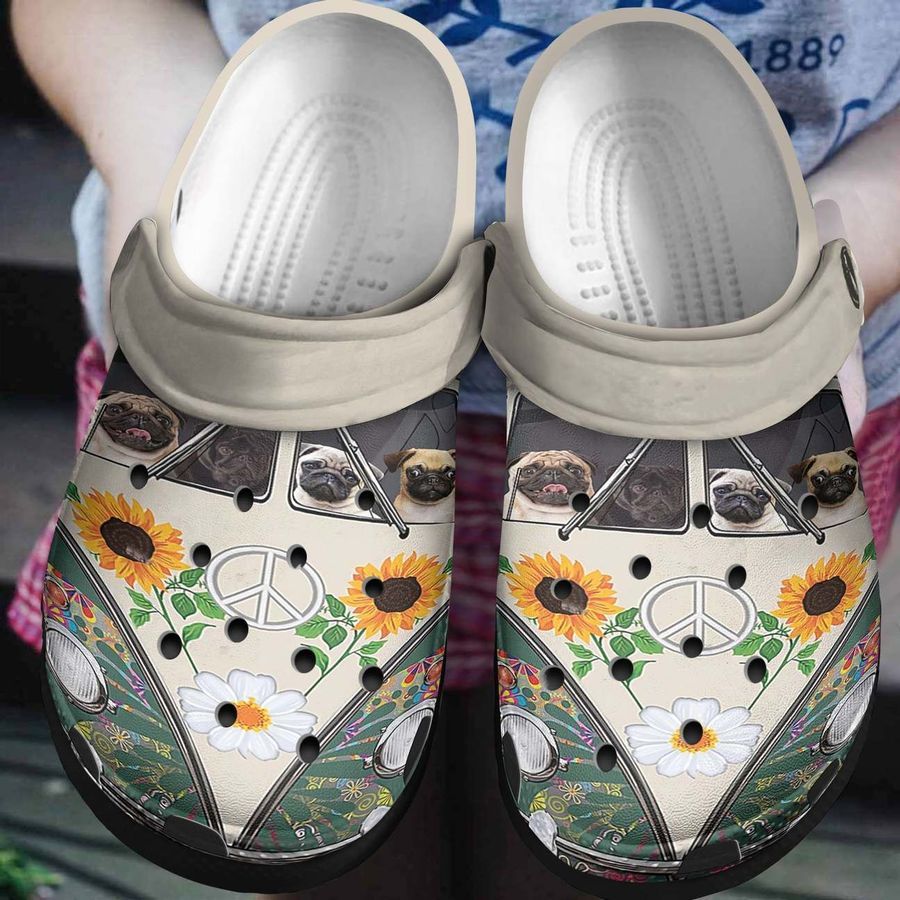 Pug Personalized Clog Custom Crocs Comfortablefashion Style Comfortable For Women Men Kid Print 3D Pug Hippie