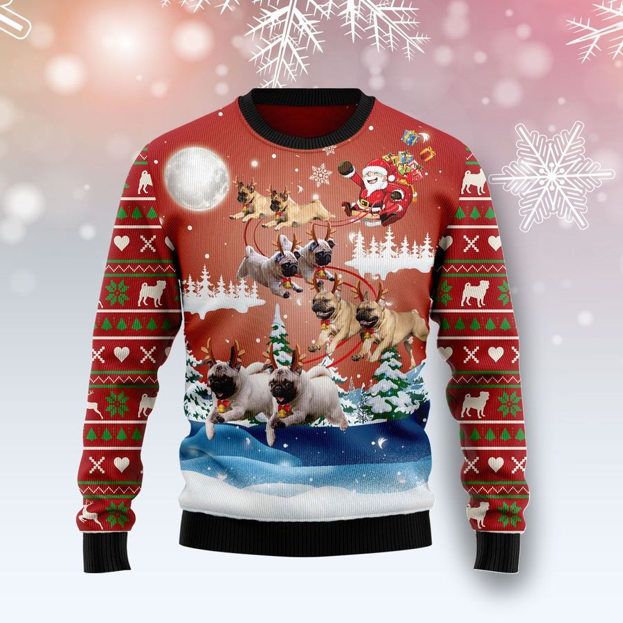 Pug Reindeer Ugly Christmas Sweater - 168