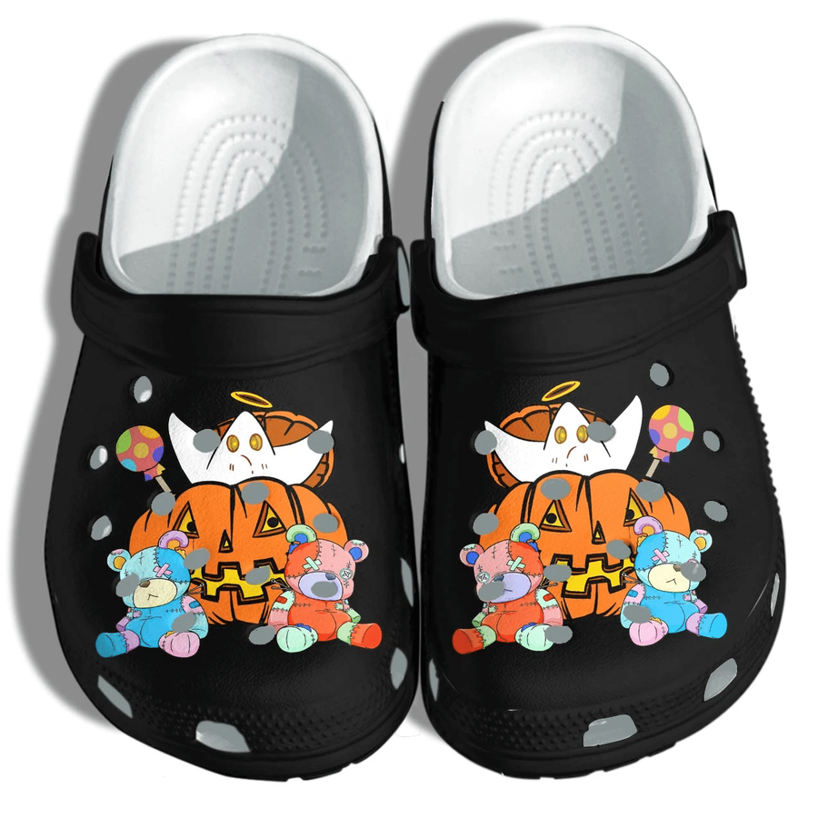 Pumpkin Ghost Bear Halloween Crocs Shoes - Halloween Clog Crocs Crocband Clog Birthday Gift For Man Woman.png