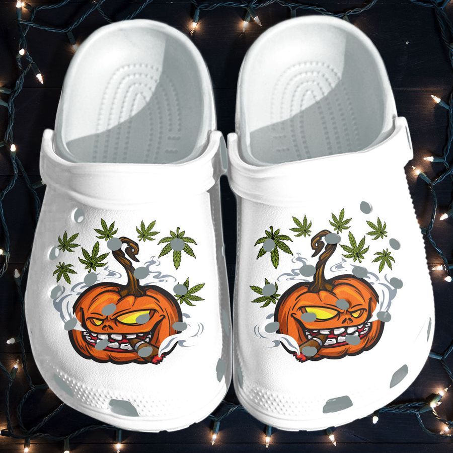Pumpkin Smoking Funny Weed Tattoo Halloween Crocs Shoes Clogs Gift - Cr-Pksmoking