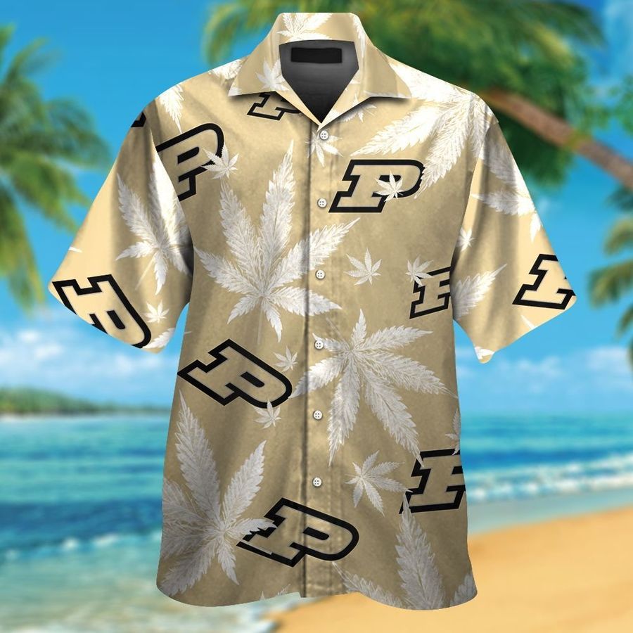 Purdue Boilermakers Short Sleeve Button Up Tropical Aloha Hawaiian Shirts For Men Women