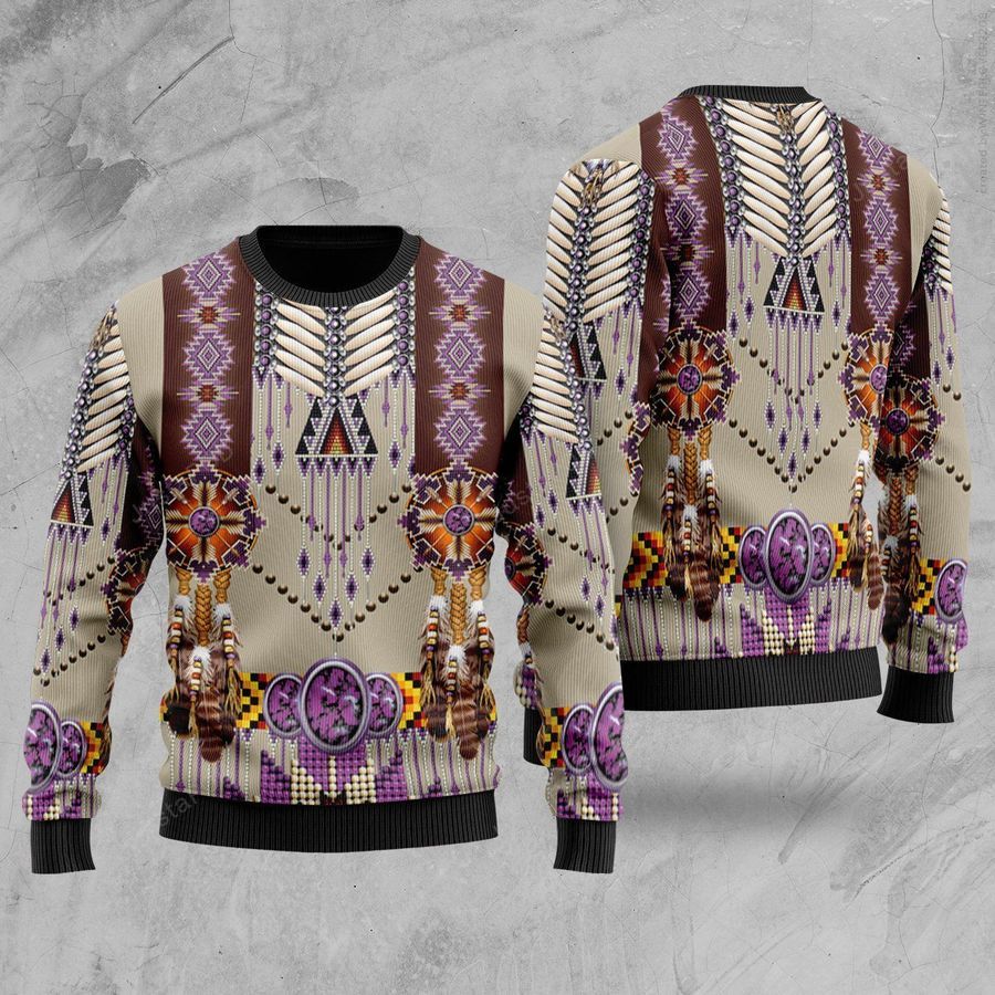 Purple Pattern Breastplate Ugly Christmas Sweater All Over Print Sweatshirt