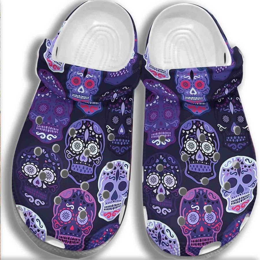 Purple Skull 3D Crocs Shoes Crocbland Clog Gifts For Women Girl Daughter Niece
