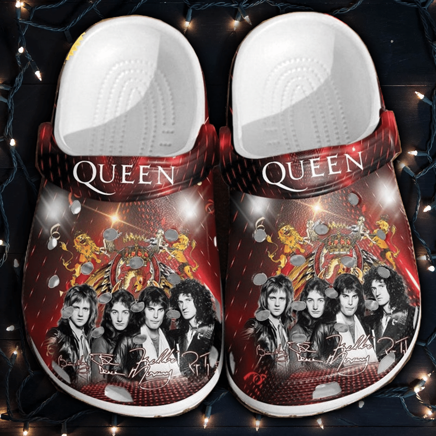 Queen Band Gift For Fan Classic Water Rubber Crocs Crocband Clogs, Comfy Footwear.png