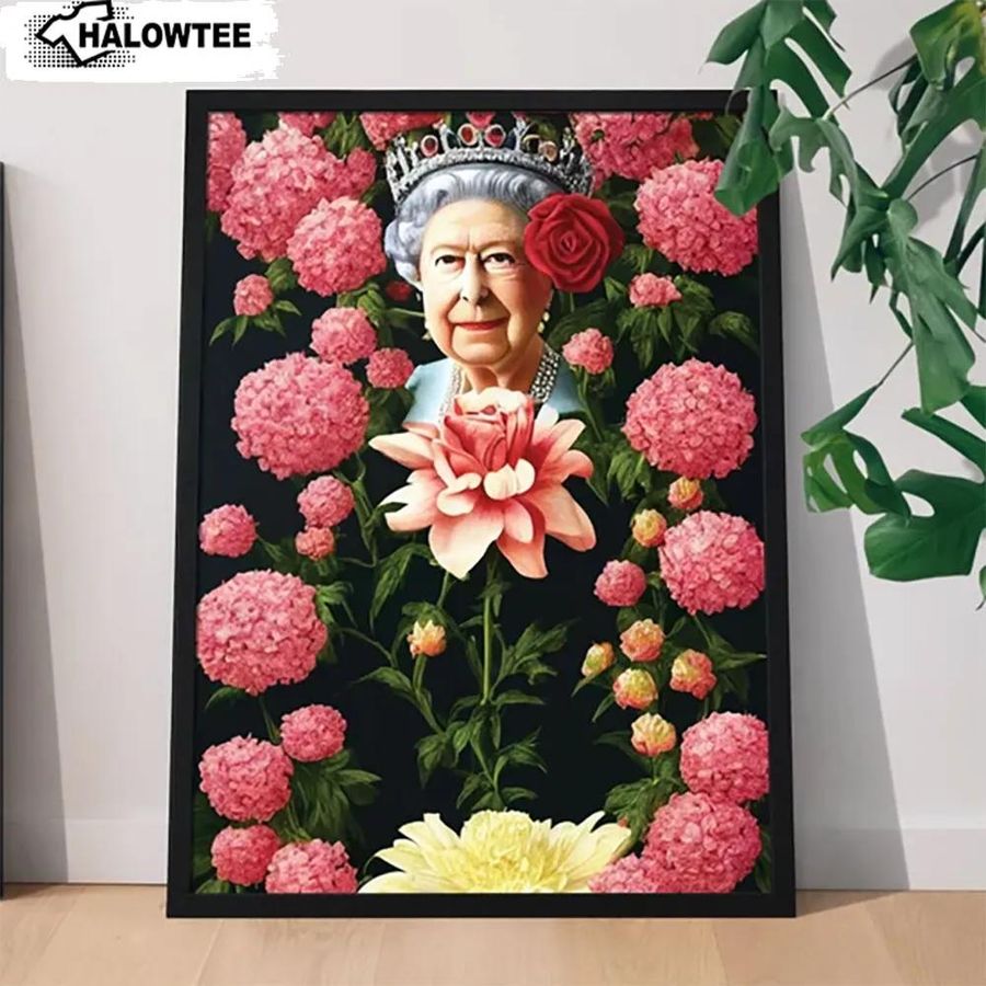 Queen Elizabeth Ii Beautiful Floral Poster Memorial Wall Art