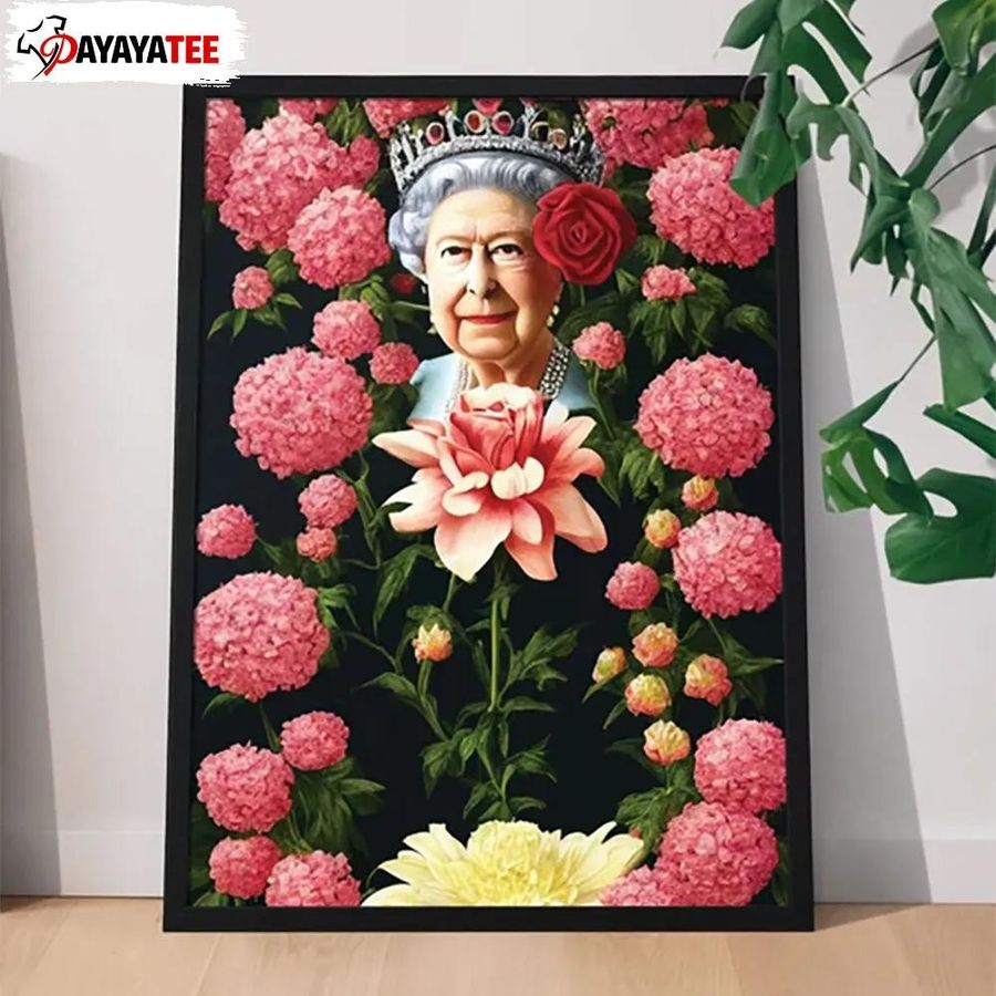 Queen Elizabeth Ii Poster Beautiful Floral Memorial Wall Art