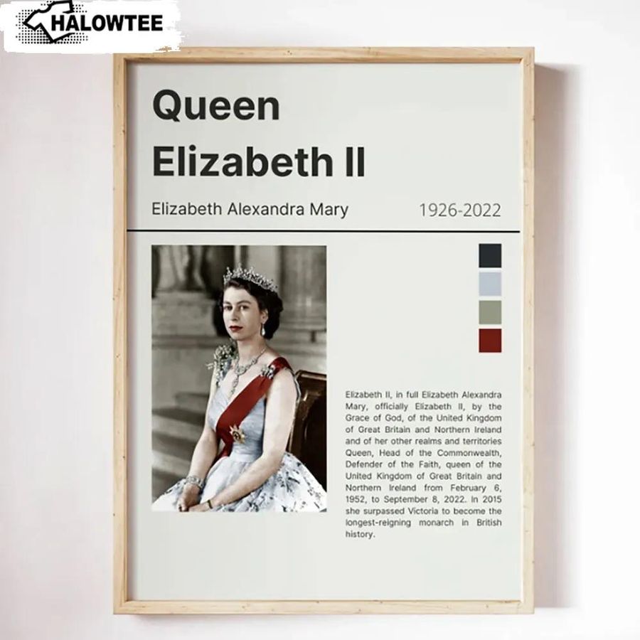 Queen Elizabeth Ii Poster Memorial Elizabeth Alexandra Mary Wall Art Gift