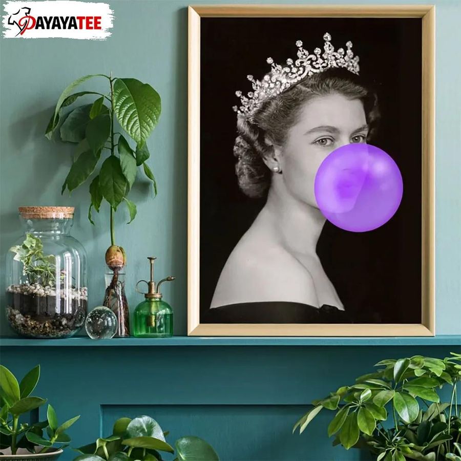 Queen Elizabeth Ii Poster Purple Bubblegum Wall Art