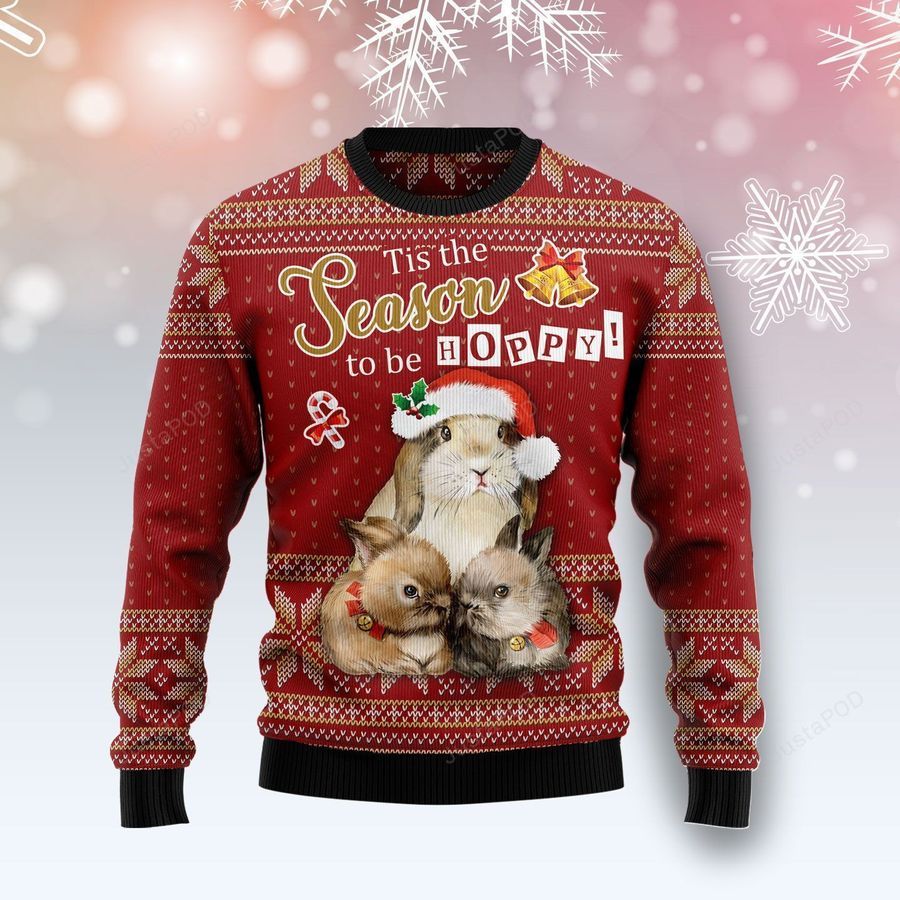 Rabbit Hoppy Christmas Ugly Christmas Sweater All Over Print Sweatshirt