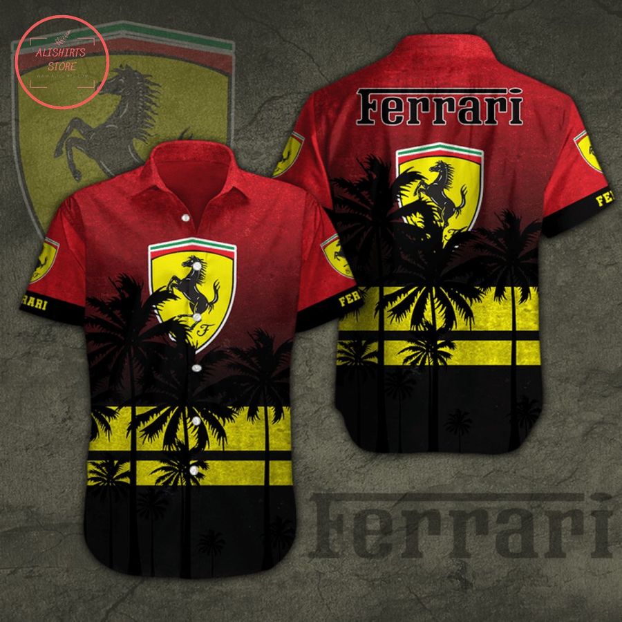 Racing Ferrari Logo Short Sleeve Hawaiian Shirt