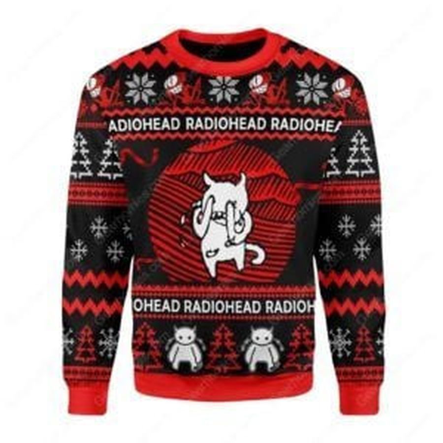 Radiohead White Cat For Cat Lovers Ugly Christmas Sweater All