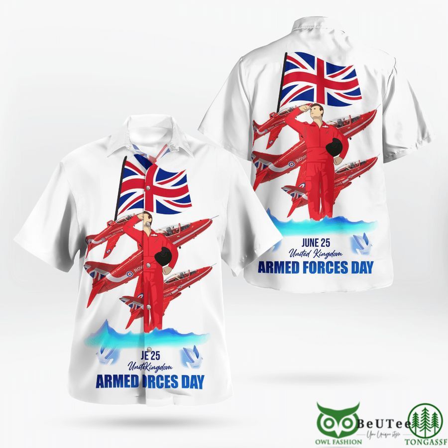 RAF Red Arrows Aircraft Armed Force Days White Hawaiian Shirt
