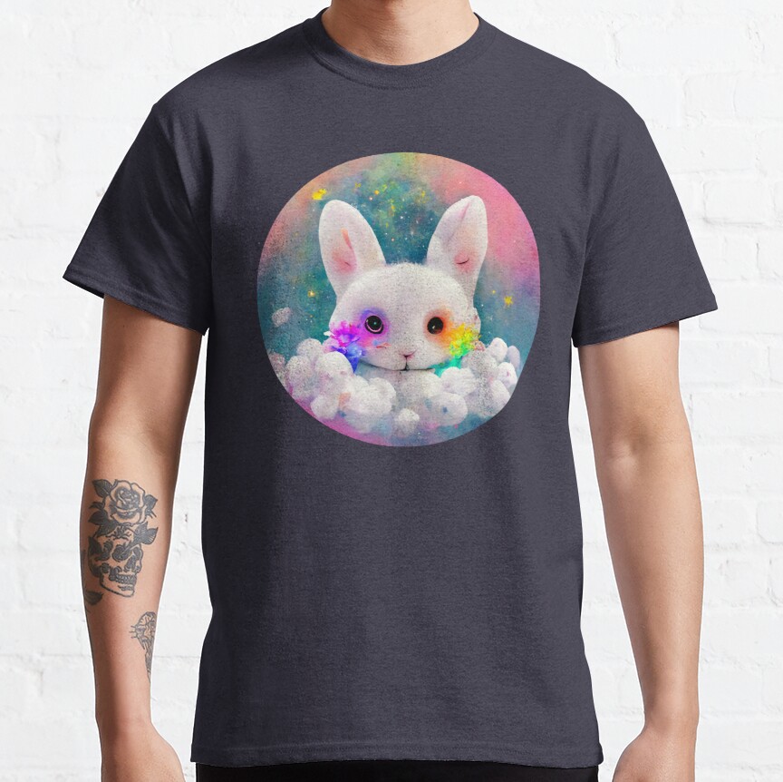Rainbow Bunny Rabbit in the Clouds Classic T-Shirt