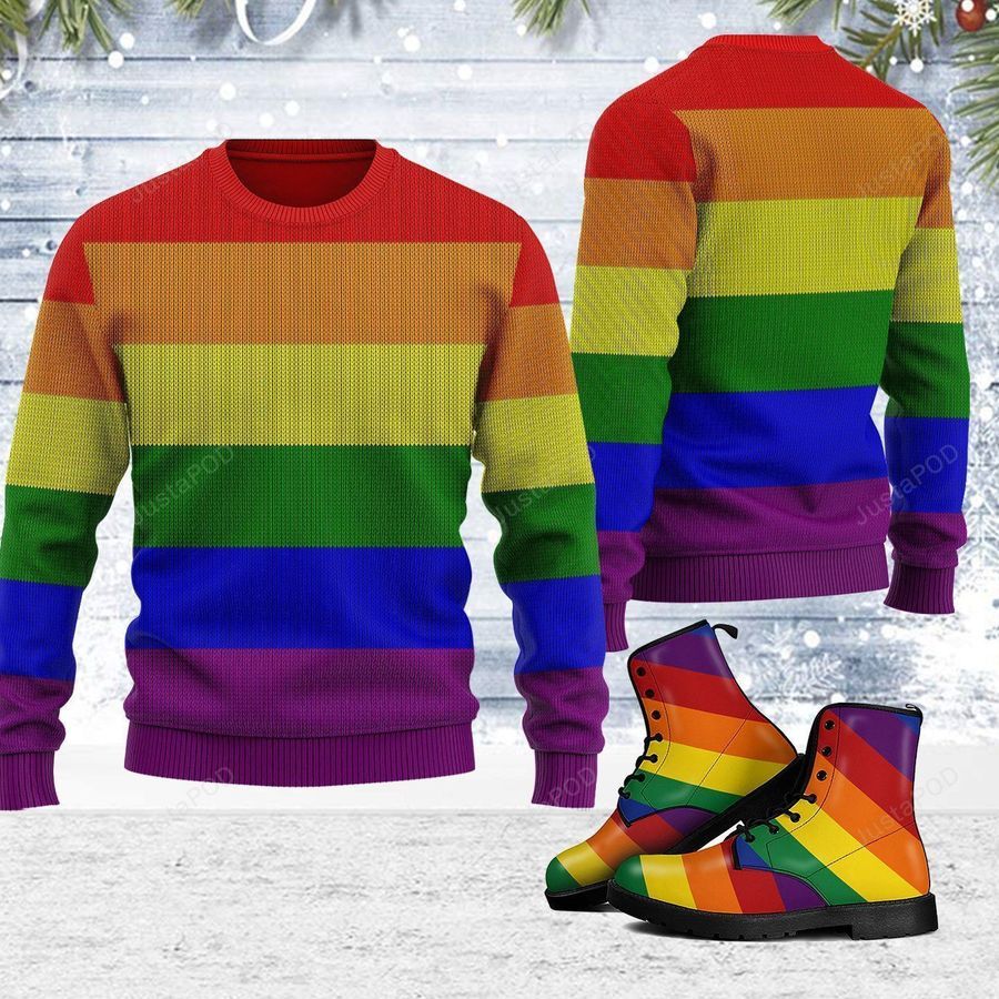 Rainbow Flag LGBT Ugly Christmas Sweater All Over Print Sweatshirt