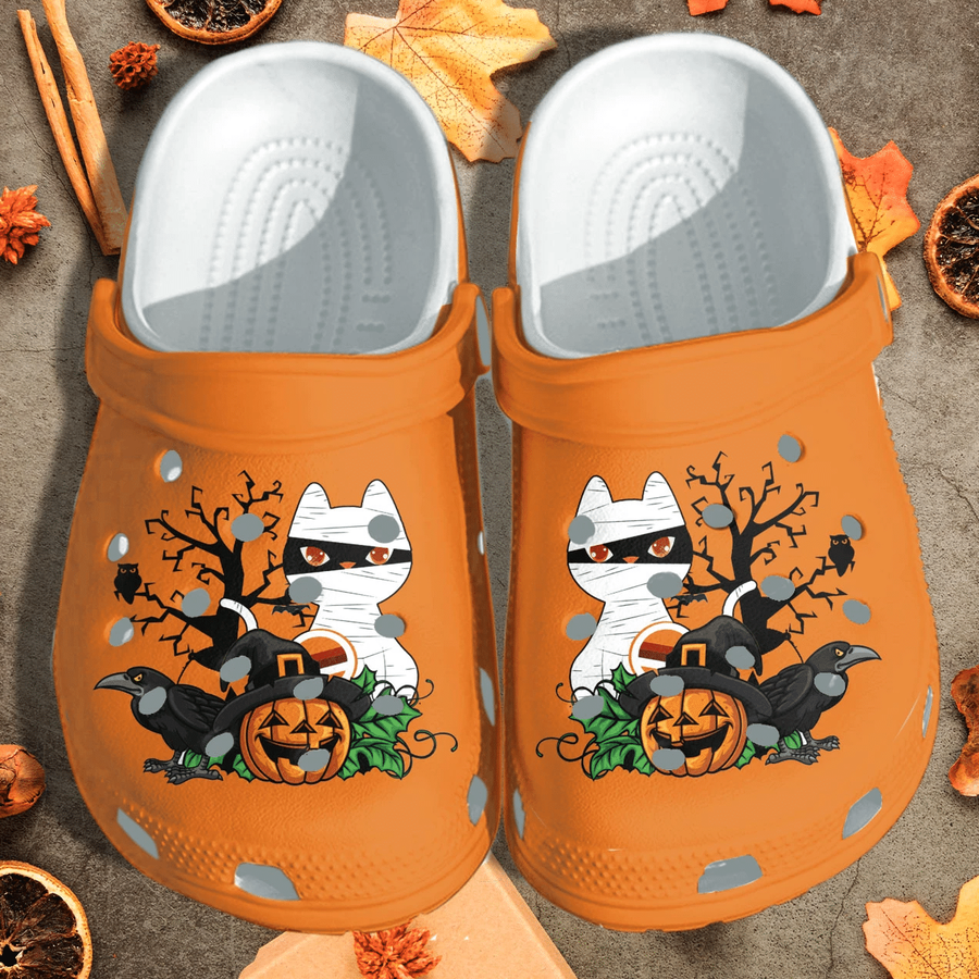 Raven Cat Mummy Pumpkin Halloween Shoes Clog Crocs Crocband Clog Birthday Gift For Man Women.png