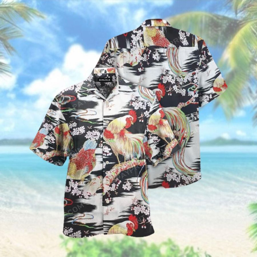 Rayon Crepe Japanese Chicken Onaga Dori Hawaiian Hawaiian Shirt