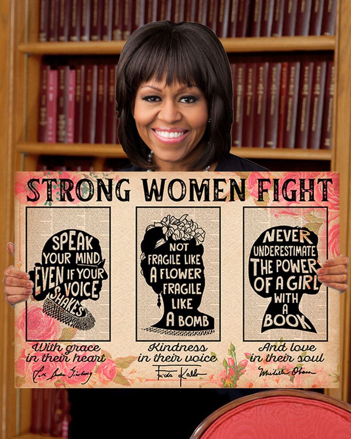 RBG Feminist Poster, Strong Women Fight With Grace In Their Heart Kindness In Their Voice And Love In Their Soul Poster