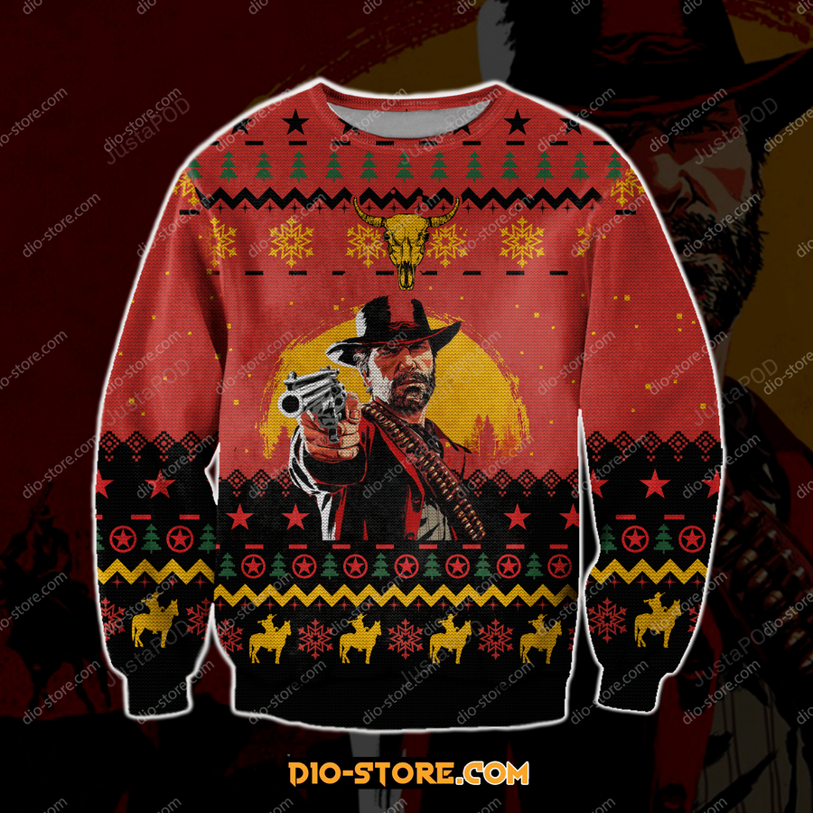 Red Dead Redemption Ugly Christmas Sweater All Over Print Sweatshirt.png