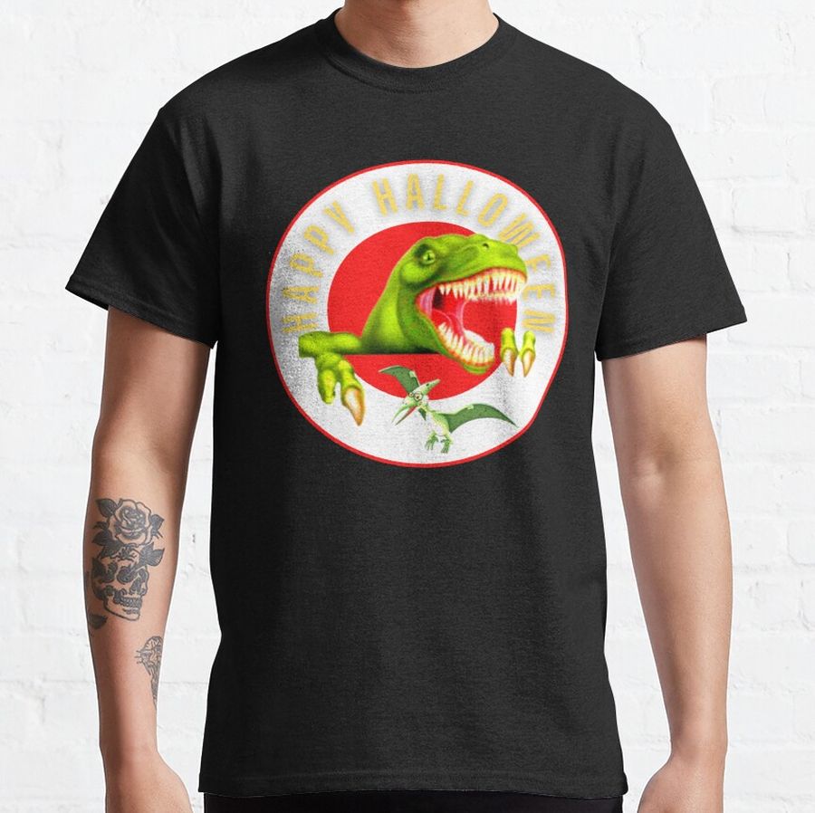 Red yellow and Green Colorful T-Rex Dinosaur look Animated Cartoon Look  Classic T-Shirt