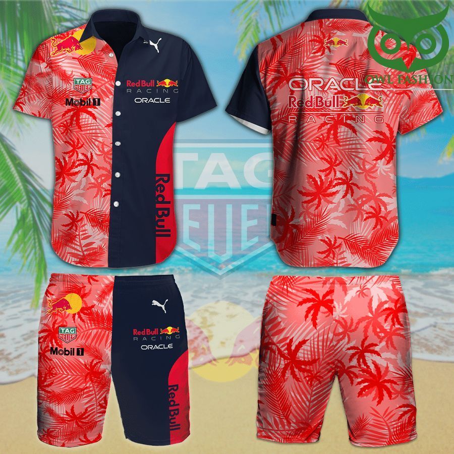 Redbull Racing red palm trees tropical Hawaiian Shirt and  