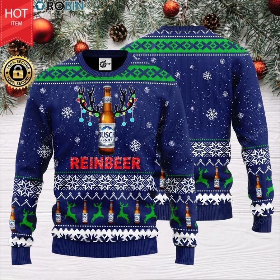 Reinbeer Busch Light Beer Ugly Christmas Sweater, All Over Print Sweatshirt, Ugly Sweater, Christmas Sweaters, Hoodie, Sweater