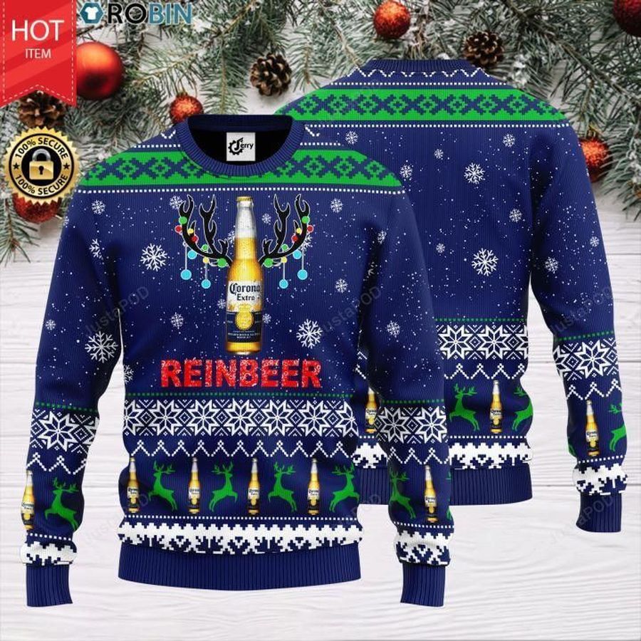 Reinbeer Corona Extra Beer Ugly Christmas Sweater All Over Print