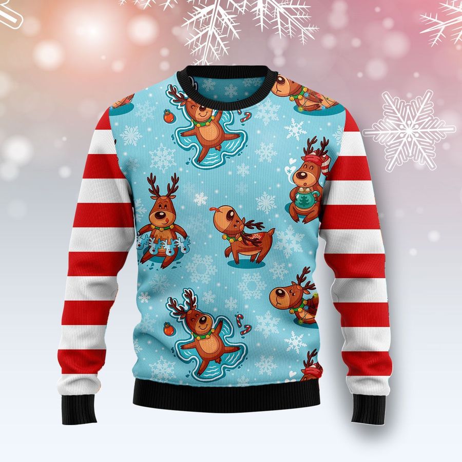 Reindeer Cute Ugly Christmas Sweater - 2369