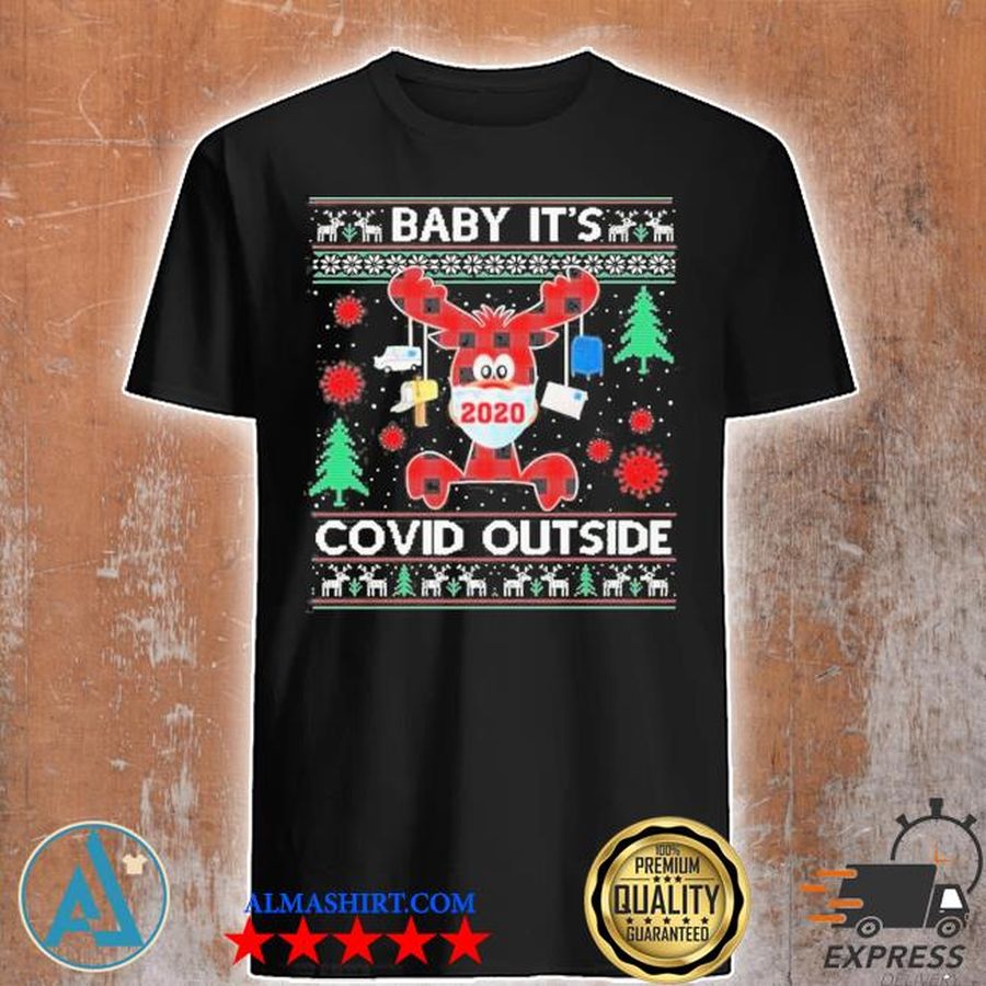 Reindeer face mask 2020 baby it's covid outside ugly Christmas sweater