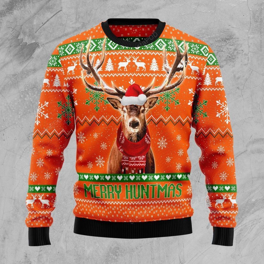 Reindeer Merry Huntmas Ugly Christmas Sweater All Over Print Sweatshirt