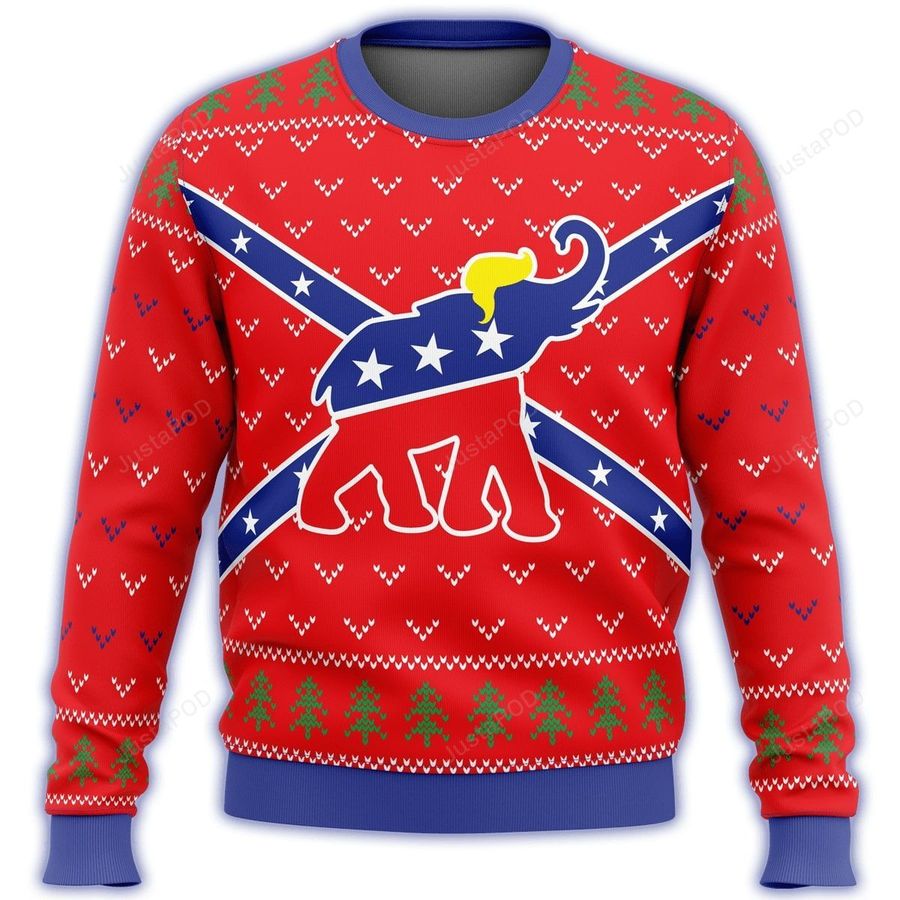 Republican Flag Elephant Trump Ugly Christmas Sweater, All Over Print Sweatshirt, Ugly Sweater, Christmas Sweaters, Hoodie, Sweater